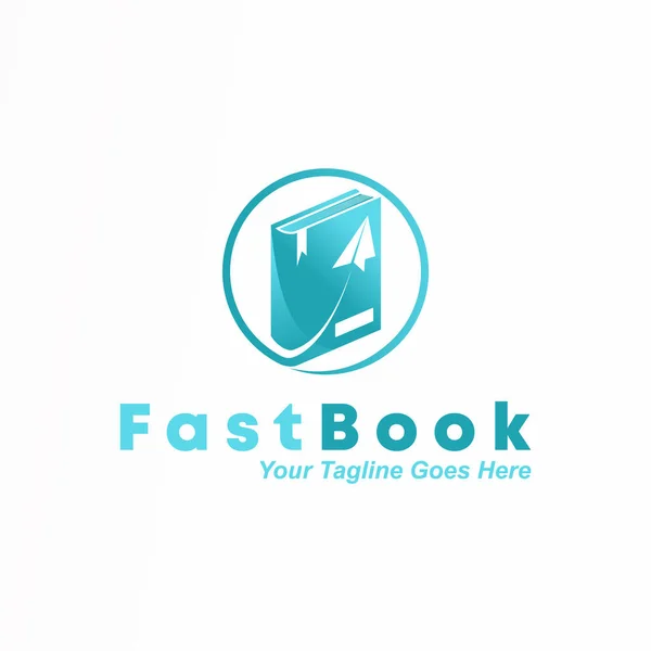 Unique Book Flying Plane Image Graphic Icon Logo Design Abstract — Stok Vektör