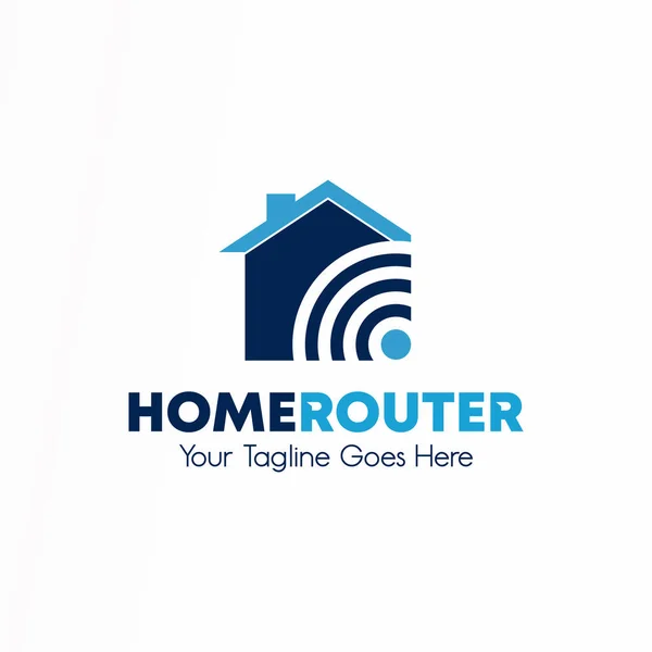 Simple Roof House Wifi Signal Router Image Graphic Icon Logo — ストックベクタ