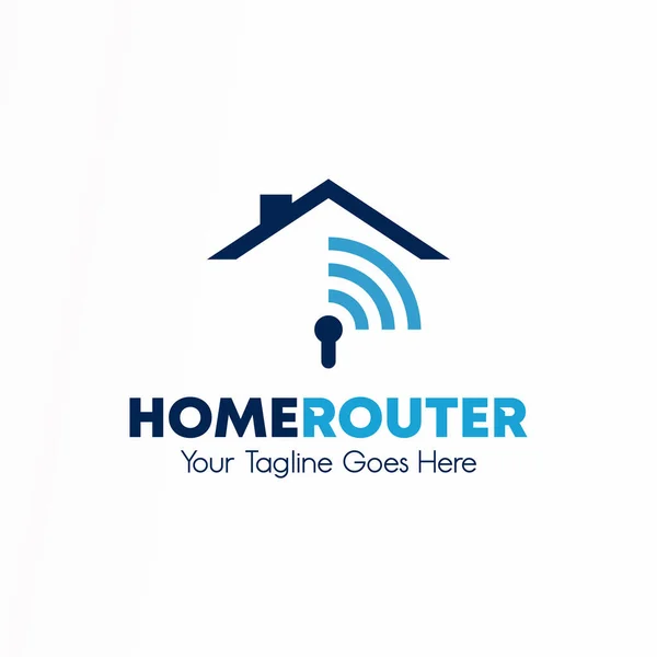 Simple Roof House Wifi Signal Router Hole Key Image Graphic — ストックベクタ