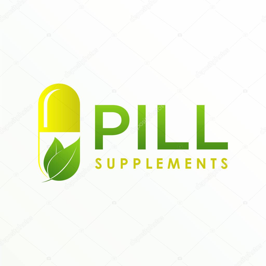 Simple unique Pill or capsule and leaves image graphic icon logo design abstract concept vector stock. Can be used as a symbol related to medicine or herbal
