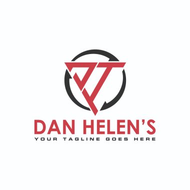 Basit Harf ya da DH yazı tipi üçgeninde ok dairesi grafik logo tasarımı soyut konsept vektör stoğu ile. Baş harf veya sporla ilgili bir sembol olarak kullanılabilir