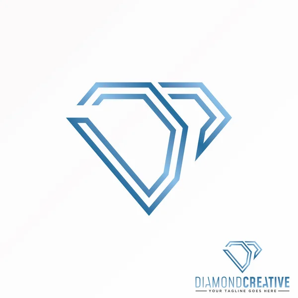 Letra Palabra Fuente Doble Línea Imagen Diamante Icono Gráfico Diseño — Vector de stock