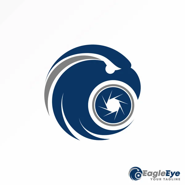 Unique Eagle Head Camera Lens Circle Image Graphic Icon Logo — стоковый вектор