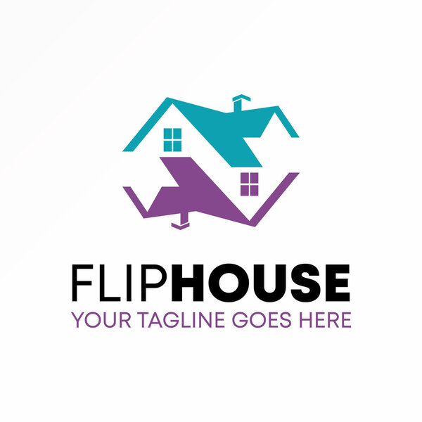 Unique Home or Roof house in Reverse or flip image graphic icon logo design Abstract concept vector stock. Can be used as a symbol related to property.