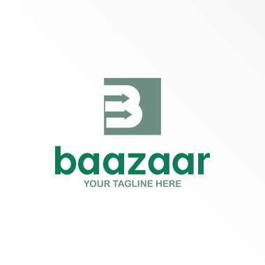 Arrow 'un blok kare resim grafik simgesi logo tasarımı konsept vektör stoğunda olduğu harf ya da kelime B yazı tipi. Başlangıç veya artışla ilgili bir sembol olarak kullanılabilir.