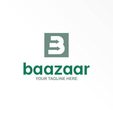Arrow 'un blok kare resim grafik simgesi logo tasarımı konsept vektör stoğunda olduğu harf ya da kelime B yazı tipi. Başlangıç veya ilerlemeyle ilgili bir sembol olarak kullanılabilir.