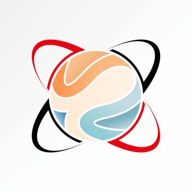 Logo tasarımı grafiksel konsept yaratıcı premium vektör stok görüntü motif elips swoosh ile üst daire dünya eski bir fikir gibi