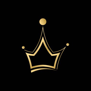 Çizgi sanatı, altın taç, prenses, kraliyet, zarif logo tasarımı, grafik konsepti, yaratıcı, premium vektör, imaj satışı.