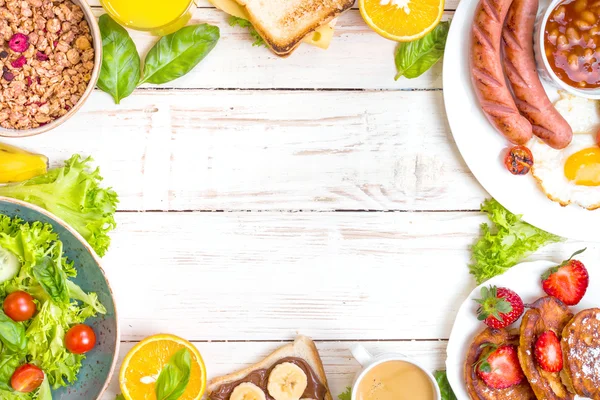 Diferentes tipos de desayuno fondo —  Fotos de Stock