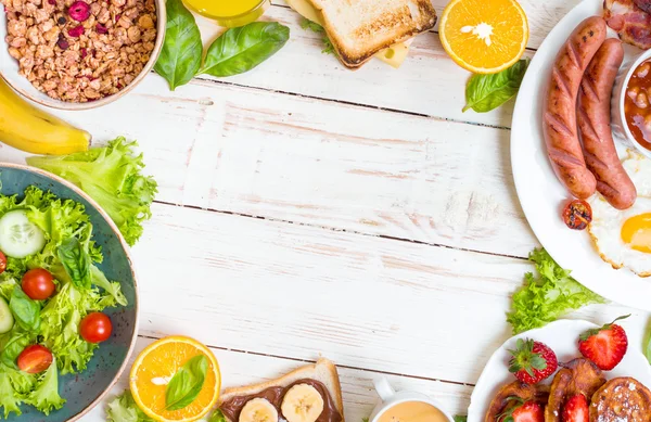 Diferentes tipos de desayuno fondo — Foto de Stock