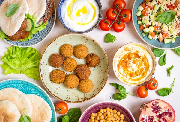 Table served with middle eastern traditional dishes — Stock Photo, Image