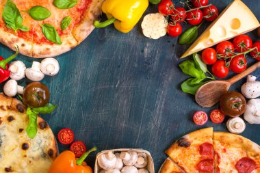 Pizza ve maddeler arka plan