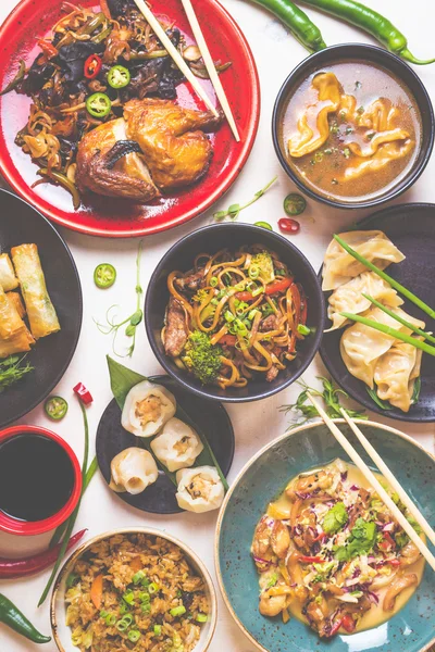 Surtido de alimentos chinos conjunto, tonificado — Foto de Stock