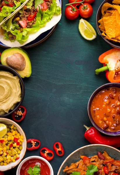 Comida mexicana mista fundo — Fotografia de Stock