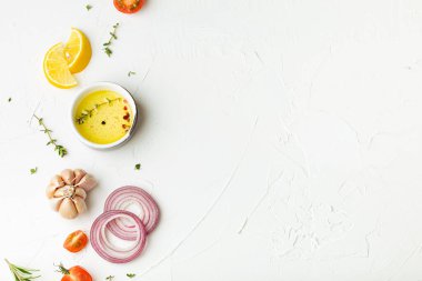 İçindekilerle birlikte yemek pişirme arka planı kopyalama alanı