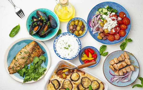 Assorted traditional Greek dishes from above