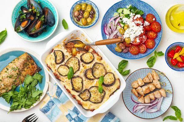 Assorted traditional Greek dishes from above