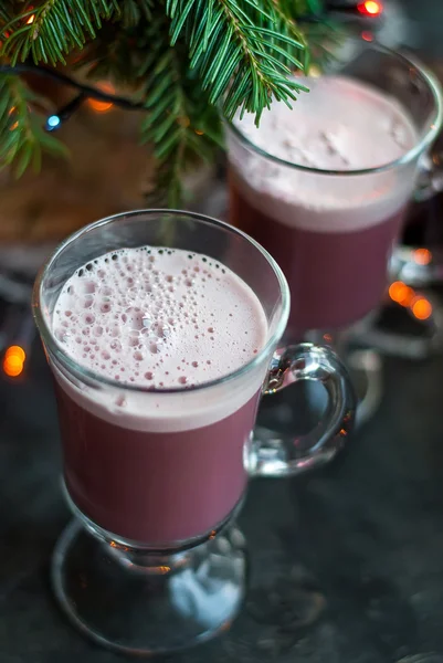 Weihnachten Winter süß heiß Alkohol trinken Glühwein Rotwein glitzern — Stockfoto
