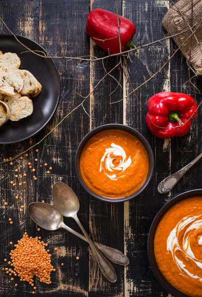 Sopa de calabaza con crema pesada —  Fotos de Stock