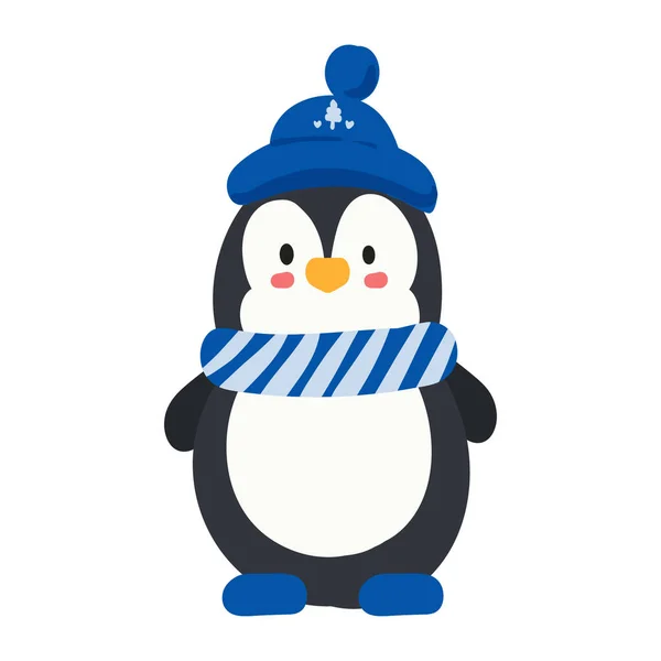 Lindo Pingüino Invierno Ilustración Lindo Pingüino Con Ropa Abrigo — Foto de Stock