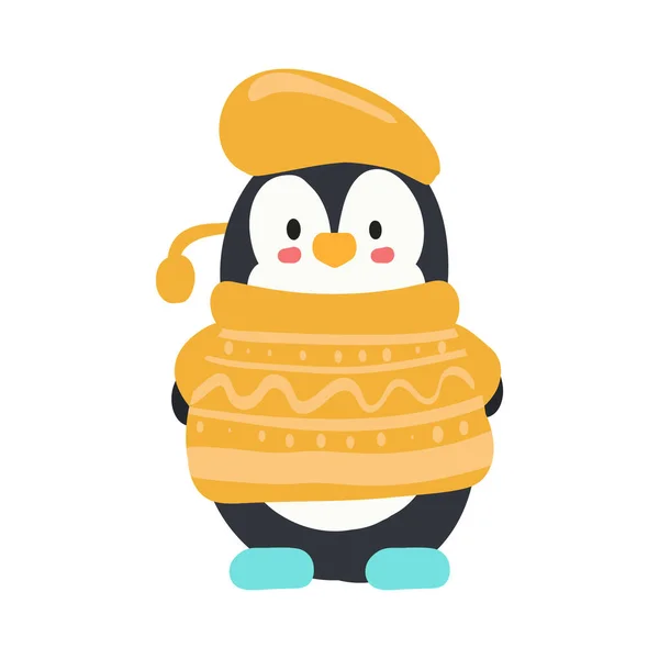 Ilustração Pinguim Inverno Bonito Bonito Pinguim Vestindo Roupas Quentes — Fotografia de Stock