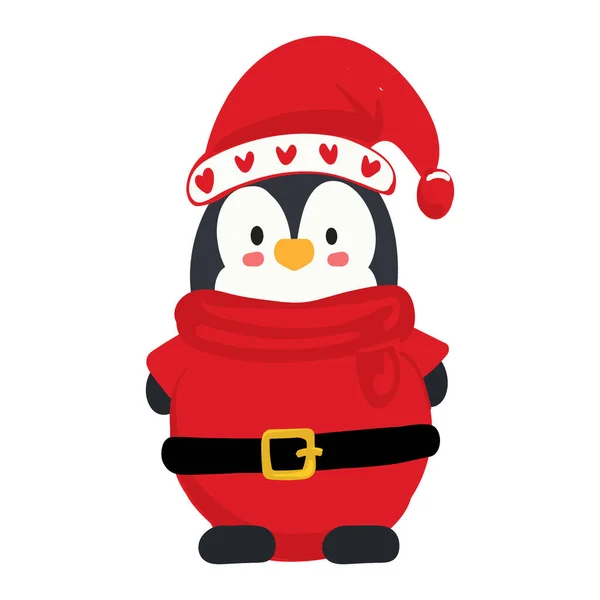 Lindo Pingüino Invierno Ilustración Lindo Pingüino Con Ropa Abrigo —  Fotos de Stock