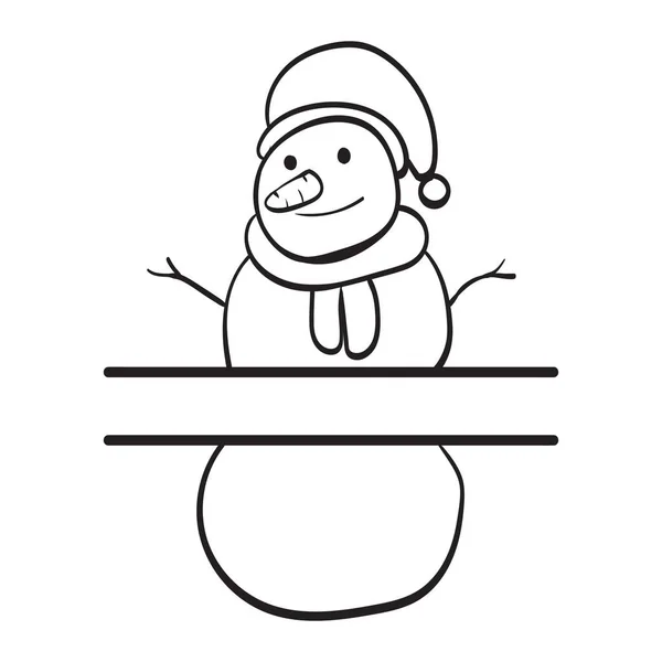 Monograma Partido Muñeco Nieve Dibujado Mano —  Fotos de Stock