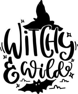 Halloween Lettering Typography Basılabilir Poster ve Tişört Tasarımı için İllüstrasyon Alıntıları. Motivasyonel İlham Alıntıları.