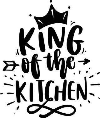 Önlük, Mutfak Harfleri Tipografisi Yazdırılabilir Poster ve T-Shirt Tasarımı İllüstrasyonu. Motivasyonel İlham Alıntıları.