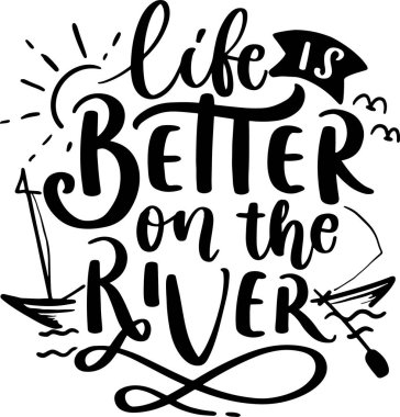 Yazdırılabilir Poster ve T-Shirt Tasarımı için Lake Lettering Typography Illustration 'dan alıntılar. Motivasyonel İlham Alıntıları.