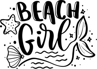 Denizkızı Harfleri Tipografisi Yazdırılabilir Poster ve Tişört Tasarımı için İllüstrasyon. Motivasyonel İlham Alıntıları.