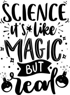 Matbaa Posteri ve T-Shirt Tasarımı için Bilim Harfi Tipografisi İllüstrasyonu. Motivasyonel İlham Alıntıları.