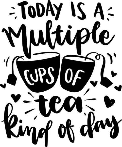 Tea Time Lettering Typography Quotes Illustration Printable Poster Shirt Design — 스톡 사진