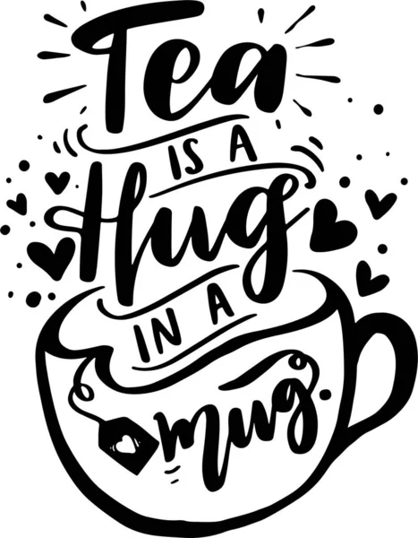 Tea Time Lettering Typografie Zitate Illustration Für Druckbare Poster Und — Stockfoto