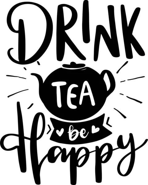 Tea Time Lettering Typography Quotes Illustration Printable Poster Shirt Design — 스톡 사진