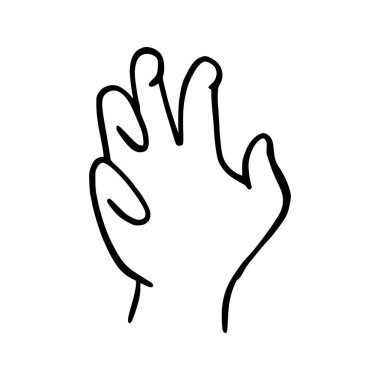 Hand Gestures Outline Isolated In White Background