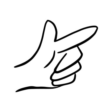 Hand Gestures Outline Isolated In White Background