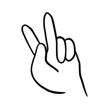 Hand Gestures Outline Isolated In White Background