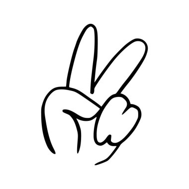 Hand Gestures Outline Isolated In White Background