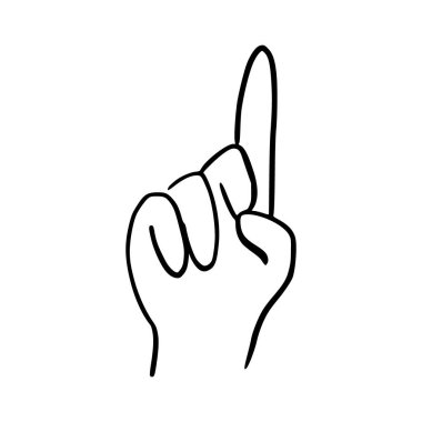 Hand Gestures Outline Isolated In White Background