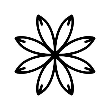 Hand drawn doodle floral illustration. Outline. Isolated on white background. Simple style mandala for coloring book.