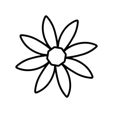 Hand drawn doodle floral illustration. Outline. Isolated on white background. Simple style mandala for coloring book.