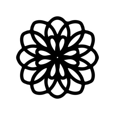 Hand drawn doodle floral illustration. Outline. Isolated on white background. Simple style mandala for coloring book.
