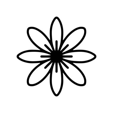 Hand drawn doodle floral illustration. Outline. Isolated on white background. Simple style mandala for coloring book.