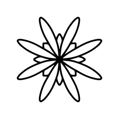 Hand drawn doodle floral illustration. Outline. Isolated on white background. Simple style mandala for coloring book.