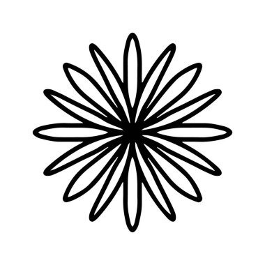 Hand drawn doodle floral illustration. Outline. Isolated on white background. Simple style mandala for coloring book.