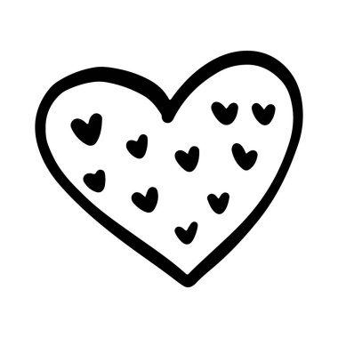 Black crayon hand drawn hearts. Childish doodled heart. Grunge rough brush stroke romance love element for collage, poster, sticker. Sketched wax pencil symbols.