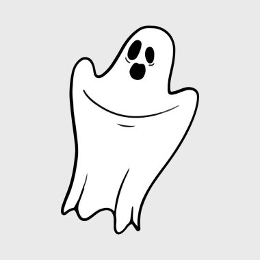 Flying Ghost Illustration. Funny Ghost icons. Cute ghost characters. Design elements for logo, badges, banners, labels, posters.