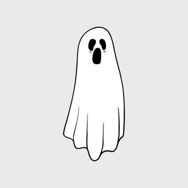 Flying Ghost Illustration. Funny Ghost icons. Cute ghost characters. Design elements for logo, badges, banners, labels, posters.