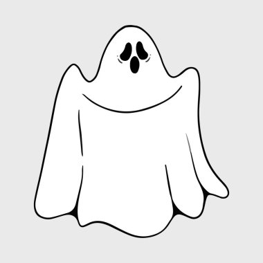 Flying Ghost Illustration. Funny Ghost icons. Cute ghost characters. Design elements for logo, badges, banners, labels, posters.